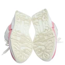 Pre Owned Alexander McQueen White/Pink Leather And Mesh Oversized Runner Sneakers Size 39