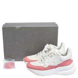 Pre Owned Alexander McQueen White/Pink Leather And Mesh Oversized Runner Sneakers Size 39