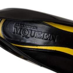 Alexander McQueen Black Patent Leather Heart Peep Toe Pumps Size 39.5