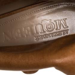 Pre Owned Alexander McQueen Brown Leather Faithful Open Toe Ankle Booties Size 41