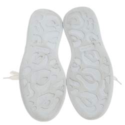 Pre Owned Alexander McQueen White/Gold Leather Platform Sneakers Size 39.5