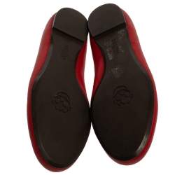 Pre Owned حذاء فلات باليه أليكساندر ماكوين سيتي جمجمه جلد أحمر مقاس 39