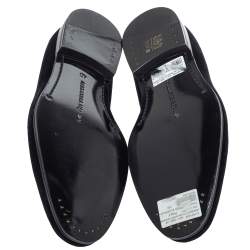 Pre Owned حذاء سليبرز أليكساندر ماكوين سموكينغ مطرز ريش قطيفة أسود مقاس 40