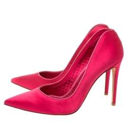 Pre Owned Alexander McQueen Pink Satin Heart Pumps Size 37