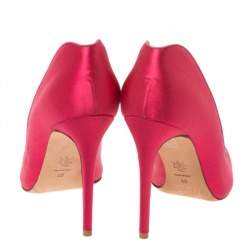 Pre Owned Alexander McQueen Pink Satin Heart Pumps Size 37