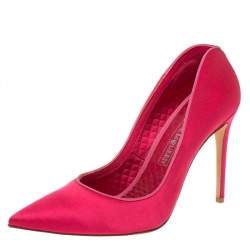Pre Owned Alexander McQueen Pink Satin Heart Pumps Size 37