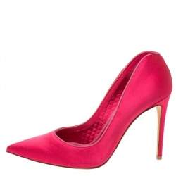 Pre Owned Alexander McQueen Pink Satin Heart Pumps Size 37