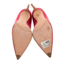 Pre Owned Alexander McQueen Pink Satin Heart Pointed Toe Pumps Size 39