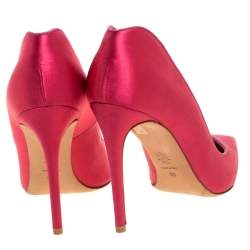 Pre Owned Alexander McQueen Pink Satin Heart Pointed Toe Pumps Size 39