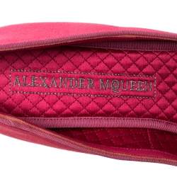 Pre Owned Alexander McQueen Pink Satin Heart Pointed Toe Pumps Size 39