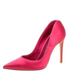 Pre Owned Alexander McQueen Pink Satin Heart Pointed Toe Pumps Size 39