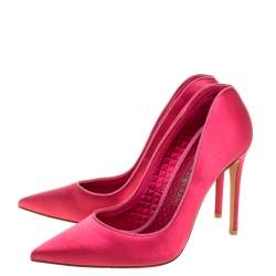 Pre Owned Alexander McQueen Pink Satin Heart Pointed Toe Pumps Size 39