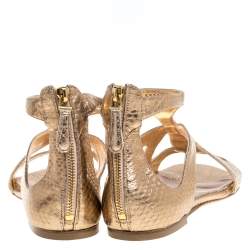 Pre Owned صندل أليكساندر ماكوين حلد نقشة الثعبان ذهبي مفرغ مقاس 40