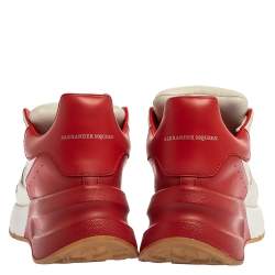 مملوكة مسبقًا Alexander McQueen White/Red Leather Oversized Runner Low Top Sneakers Size 36