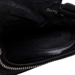 Pre Owned Alexander McQueen Black Suede Skull Wedge Boots Size 40