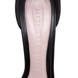 Pre Owned Alexander McQueen Black Leather Ankle Strap Platform Sandals Size 37