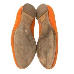 Pre Owned Alexander McQueen Orange Suede Skull Smoking Slippers Size 37
