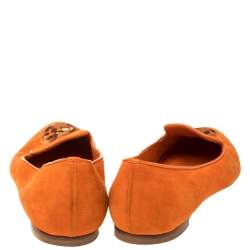 Pre Owned Alexander McQueen Orange Suede Skull Smoking Slippers Size 37