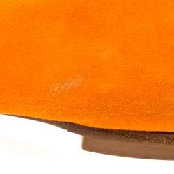 Pre Owned Alexander McQueen Orange Suede Skull Smoking Slippers Size 37