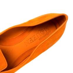 Pre Owned Alexander McQueen Orange Suede Skull Smoking Slippers Size 37