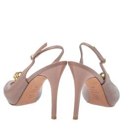 Pre Owned Alexander McQueen Brown Leather Skull Slingback Peep Toe Sandals Size 36