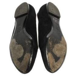 Pre Owned Alexander McQueen Black Suede Leather Sequins Skull Embellished Smoking Slippers Size 38.5