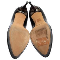 Alexander McQueen Black Leather Horn Heel Platform Pumps Size 37