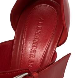 Alexander McQueen  Red Leather Buckle Strappy Platform Sandals Size 38.5