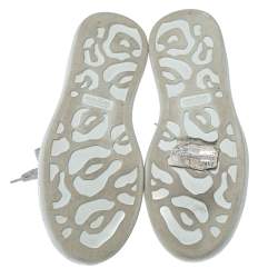 Pre Owned Alexander McQueen White Glitter Low Top Sneakers Size 40