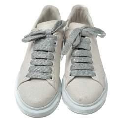 Pre Owned Alexander McQueen White Glitter Low Top Sneakers Size 40
