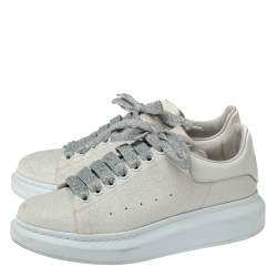 Pre Owned Alexander McQueen White Glitter Low Top Sneakers Size 40