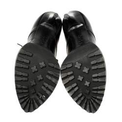 Pre Owned Alexander McQueen Black Leather Studded Ankle Boots Size 36