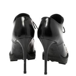 Pre Owned Alexander McQueen Black Leather Studded Ankle Boots Size 36