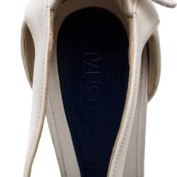 Pre Owned Alexander McQueen White Leather Double Arched Platform Sandals Size 37