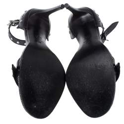 مملوكة مسبقًا Alexander McQueen Black Studded Leather Ankle Strap Sandals Size 38