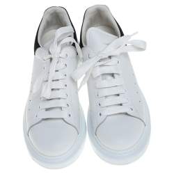 Pre Owned Alexander McQueen White/Black Suede And Leather Oversized Sneakers Size 40