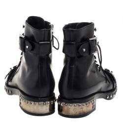 Alexander McQueen Black Leather Pelles Cuoio  Boots Size 39
