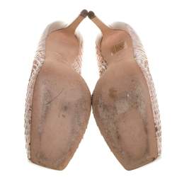 Pre Owned Alexander McQueen Blush Pink Python Platform Pumps Size 39