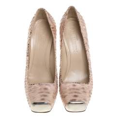 Pre Owned Alexander McQueen Blush Pink Python Platform Pumps Size 39