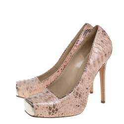 Pre Owned Alexander McQueen Blush Pink Python Platform Pumps Size 39