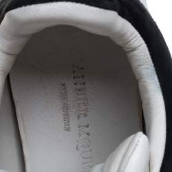 Pre Owned Alexander McQueen White/Black Leather And Suede Oversized Runner Low Top Sneakers Size 38