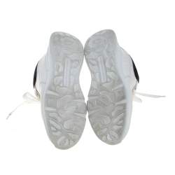 Pre Owned Alexander McQueen White/Black Leather And Suede Oversized Runner Low Top Sneakers Size 38