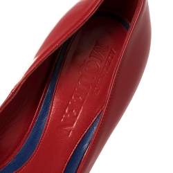 Pre Owned Alexander McQueen Red Patent Leather Heart Peep Toe Pumps Size 39