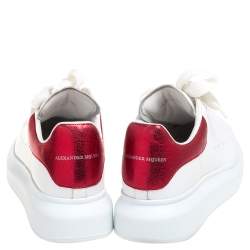 Pre Owned Alexander McQueen White Leather Oversized Low Top Sneakers Size 37.5