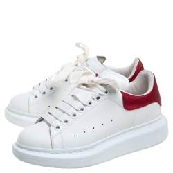 Pre Owned Alexander McQueen White Leather Oversized Low Top Sneakers Size 37.5