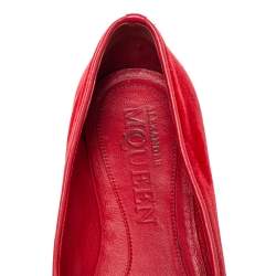Pre Owned Alexander McQueen Red Velvet Skull Flats Size 36.5