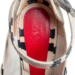 Alexander McQueen White/Black Python Buckle Detail Ankle Cuff Pumps Size 37