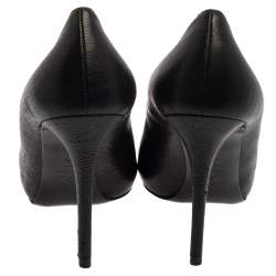 Pre Owned Alexander McQueen Black Leather Skull Peep Toe  Pumps Size 40.5