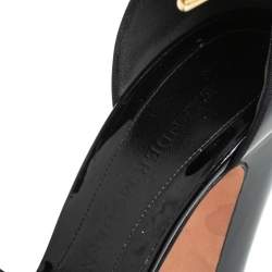 Pre Owned Alexander McQueen Black Patent Leather Ankle Strap Sandals Size 39