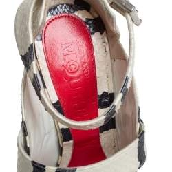 مملوكة مسبقًا صندل إليكساندر ماكوين سير كاحل نعل سميك جلد وجلد ثعبان متعدد الألوان مقاس 38